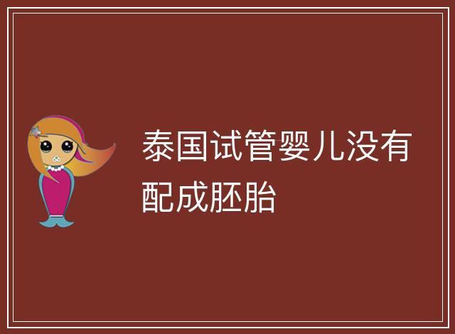 泰國試管嬰兒沒有配成胚胎